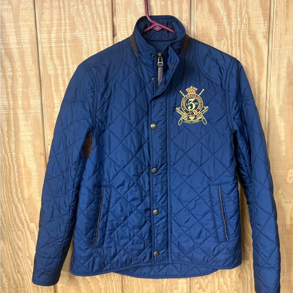 Ralph Lauren Blue Quilted Jacket with Crest - Picture 6 of 11